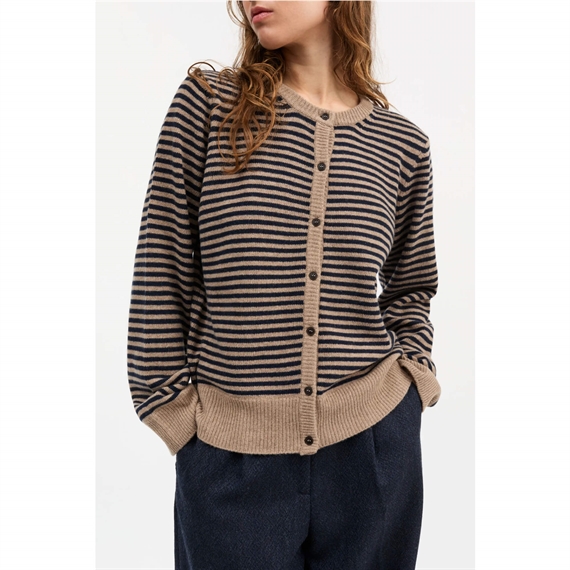 Skall Studio Senna Cardigan, Brown/Navy Stripe 